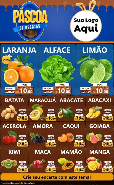 Modelo de Encarte para Encarte Grande com o tema Páscoa de Ofertas para Hortifrúti