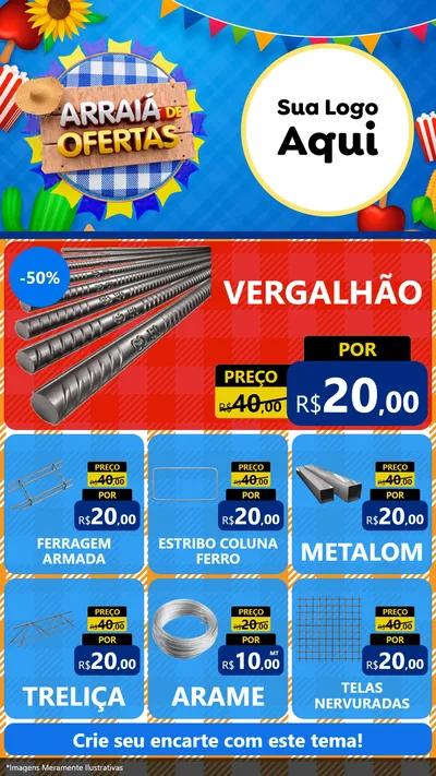 Modelo de Rede Social para Stories com o tema Arraiá de Ofertas para Ferragens