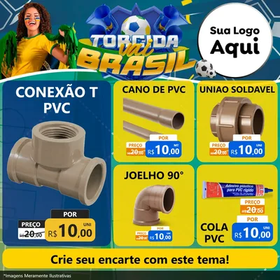 Modelo de Rede Social para Feed Facebook com o tema Torcida Vai Brasil - Copa para Tubos e conexões
