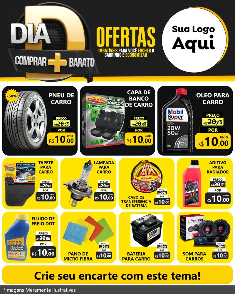 Modelo de Rede Social para Feed Instagram com o tema Dia D Mais Economia para Auto peças
