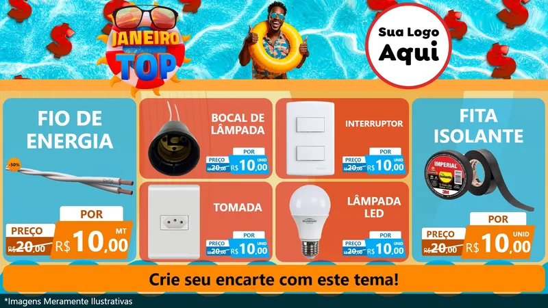 Modelo de TV para TV Horizontal com o tema Janeiro Top para Materiais Elétricos