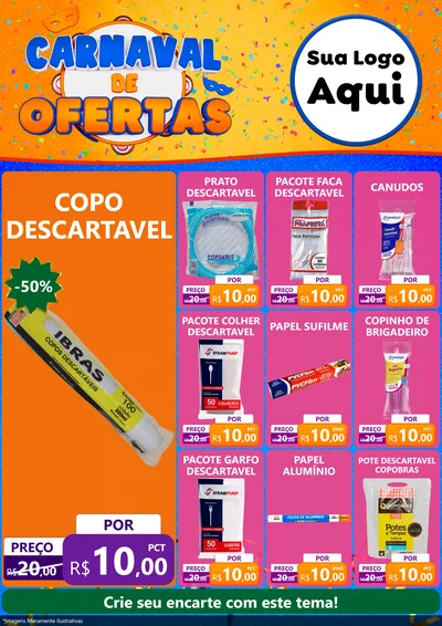 Modelo de Encarte para Encarte A4 Vertical com o tema Carnaval de Ofertas para Embalagens