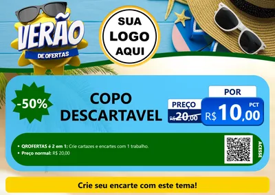 Modelo de Cartaz para Cartaz A4 Horizontal com o tema Verão de Ofertas para Embalagens