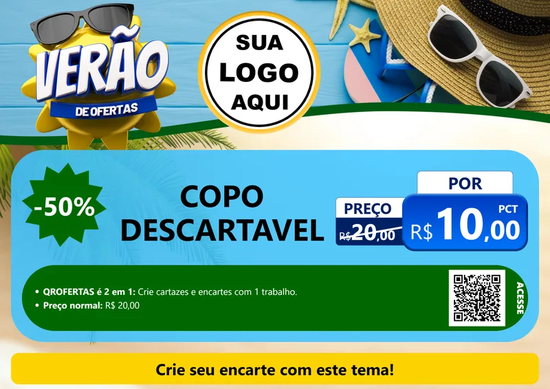 Modelo de Cartaz para Cartaz A4 Horizontal com o tema Verão de Ofertas para Embalagens