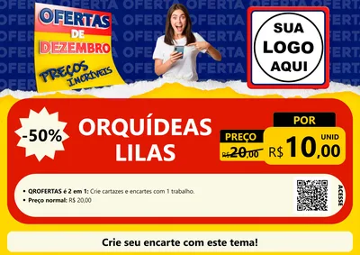 Modelo de Cartaz para Cartaz A4 Horizontal com o tema Ofertas de Dezembro - Preços Incríveis para Floricultura e jardim