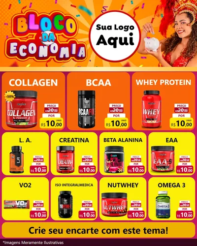 Modelo de Rede Social para Feed Instagram com o tema Bloco da Economia para Suplementos alimentares