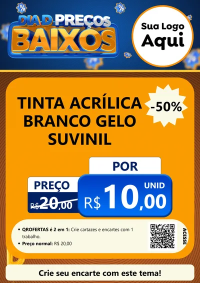 Modelo de Cartaz para Cartaz A4 Vertical com o tema Dia D Preço Baixo para Tintas e Ferramentas
