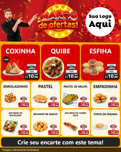 Modelo de Rede Social para Feed Instagram com o tema Março de Ofertas! para Salgadaria