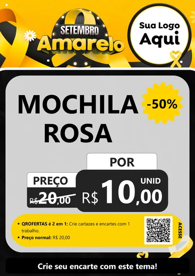 Modelo de Cartaz para Cartaz A4 Vertical com o tema Setembro Amarelo para Papelaria