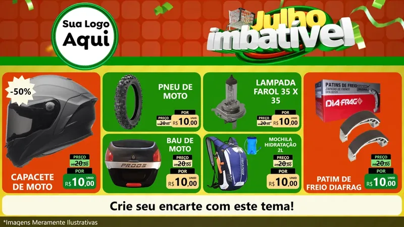 Modelo de TV para TV Horizontal com o tema Julho Imbatível para Moto peças