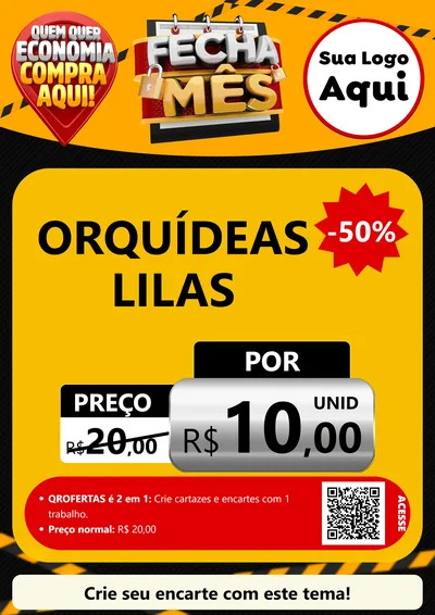 Modelo de Cartaz para Cartaz A4 Vertical com o tema Fecha Mês para Floricultura e jardim