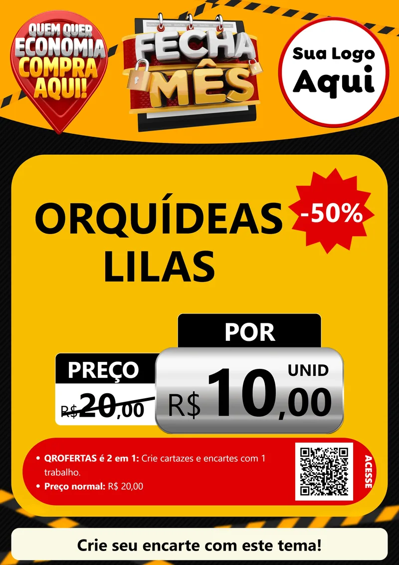 Modelo de Cartaz para Cartaz A4 Vertical com o tema Fecha Mês para Floricultura e jardim
