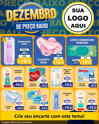 Modelo de Rede Social para Feed Instagram com o tema Dezembro de Preço Baixo para Bebês