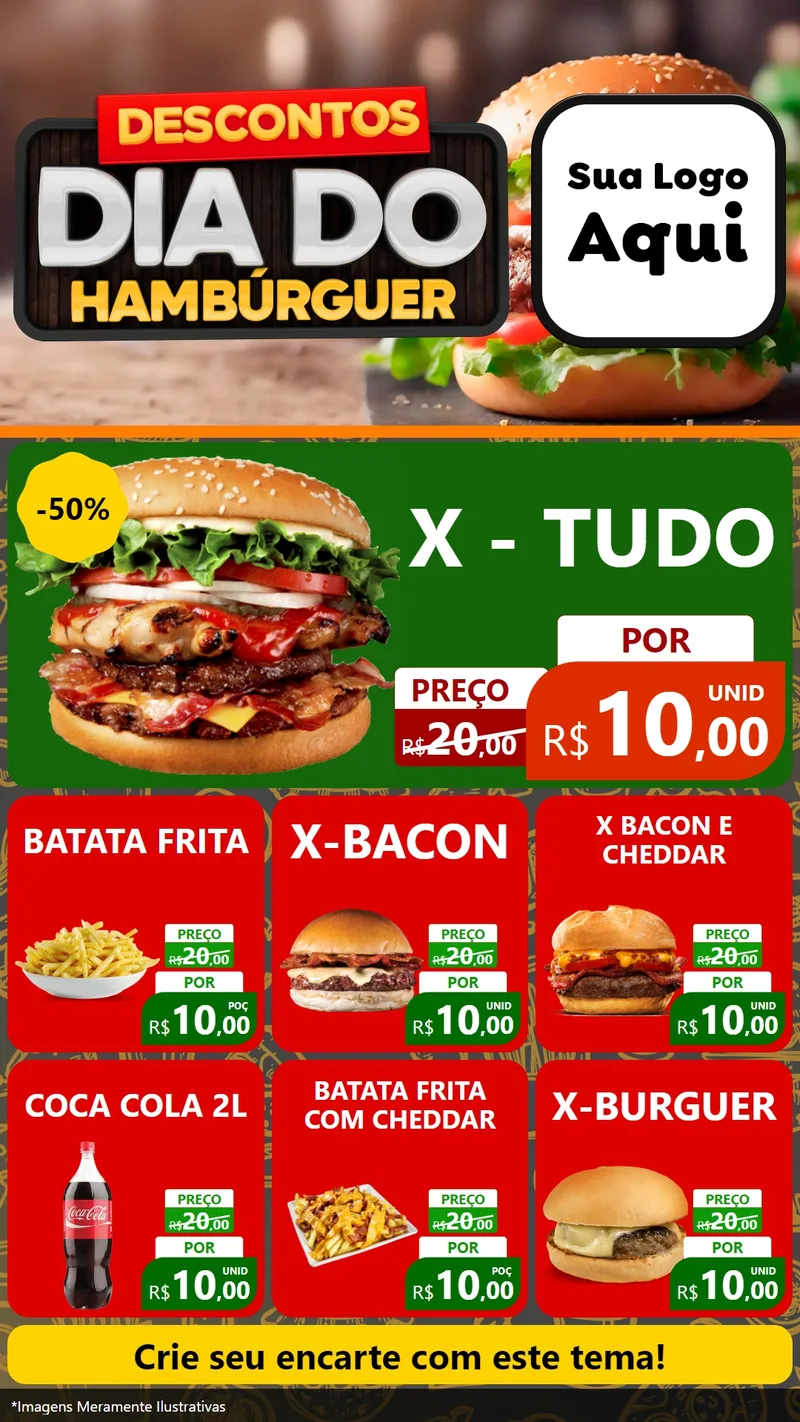 Modelo de Rede Social para Stories com o tema Descontos Dia Do Hambúrguer para Hamburgueria