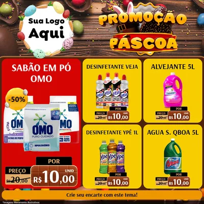 Modelo de Rede Social para Feed Facebook com o tema Promoção Páscoa para Produtos de Limpeza