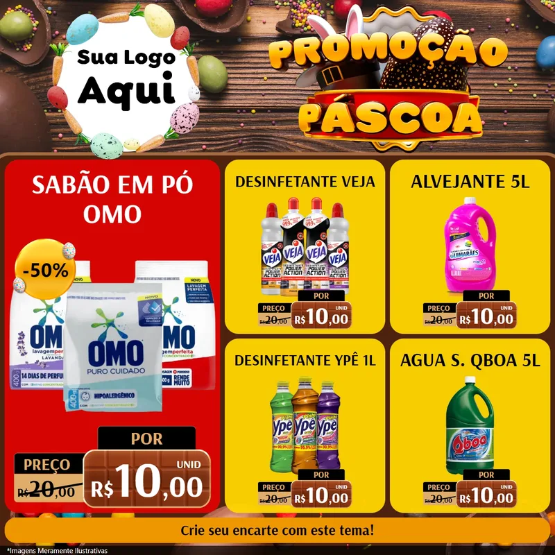 Modelo de Rede Social para Feed Facebook com o tema Promoção Páscoa para Produtos de Limpeza