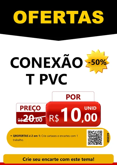 Modelo de Cartaz para Cartaz A4 Vertical com o tema Ofertas Preto e Vermelho Cartaz para Tubos e conexões