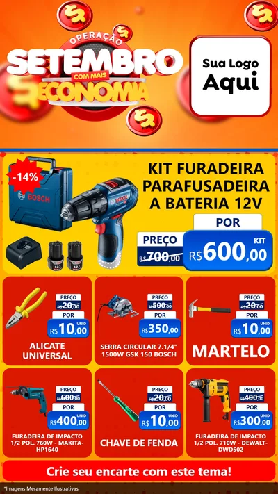 Modelo de Rede Social para Stories com o tema Operação Setembro Com Muita Economia para Maquinas e Ferramentas