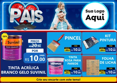 Modelo de Encarte para Encarte A4 Horizontal com o tema Mês Dos Pais para Tintas e Ferramentas