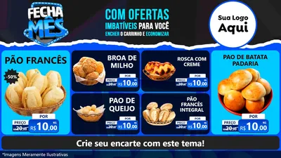 Modelo de TV para TV Horizontal com o tema Fecha Mês para Padaria