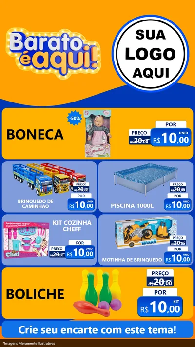 Modelo de TV para TV Vertical com o tema Barato é aqui para Brinquedos
