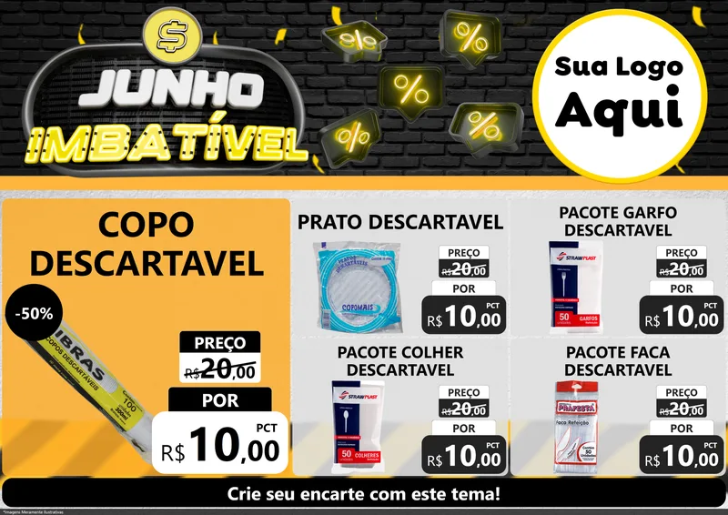 Modelo de Encarte para Encarte A4 Horizontal com o tema Junho Imbatível para Embalagens
