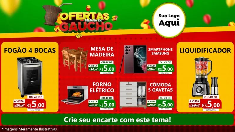 Modelo de TV para TV Horizontal com o tema Ofertas Semana Do Gaúcho para Móveis e Eletro