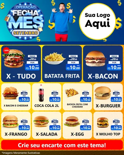 Modelo de Rede Social para Feed Instagram com o tema Operação Fecha Mês Setembro para Hamburgueria