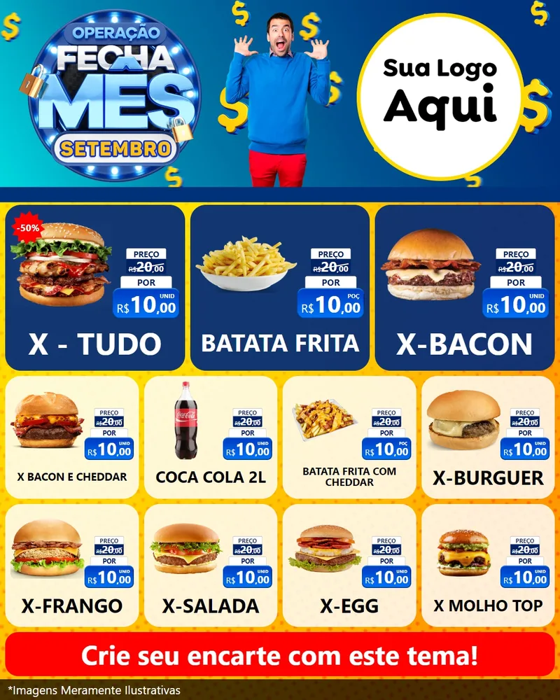 Modelo de Rede Social para Feed Instagram com o tema Operação Fecha Mês Setembro para Hamburgueria