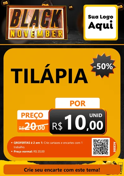 Modelo de Cartaz para Cartaz A4 Vertical com o tema Black November para Peixaria