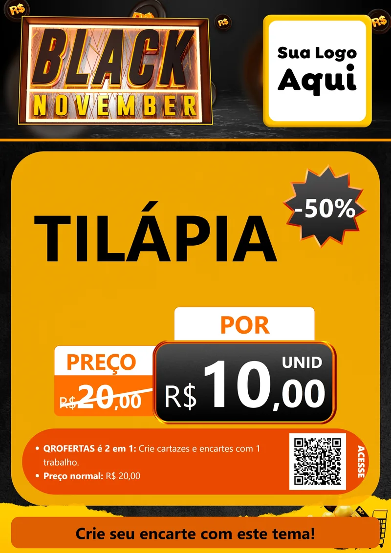 Modelo de Cartaz para Cartaz A4 Vertical com o tema Black November para Peixaria