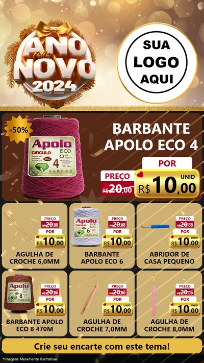 Modelo de Rede Social para Stories com o tema Feliz Ano Novo 2027 para Armarinho e Aviamentos