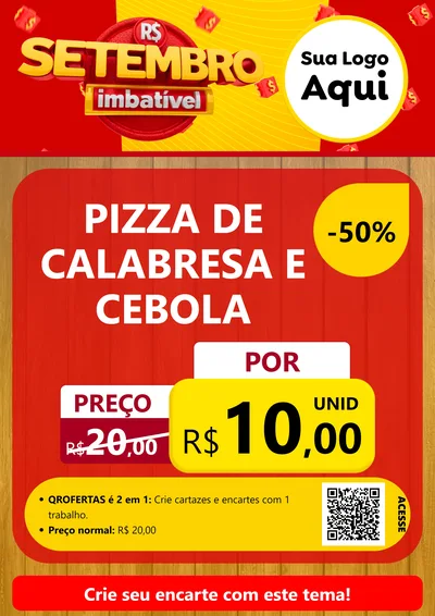 Modelo de Cartaz para Cartaz A4 Vertical com o tema Setembro Imbatível para Pizzaria