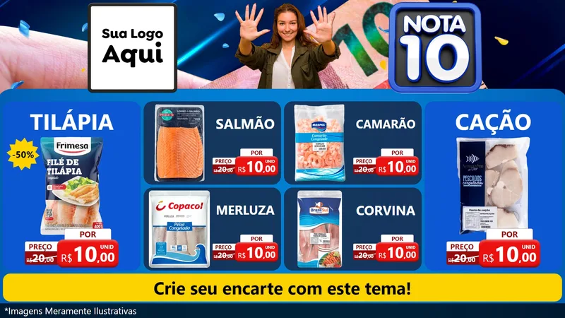 Modelo de TV para TV Horizontal com o tema Nota 10 para Peixaria