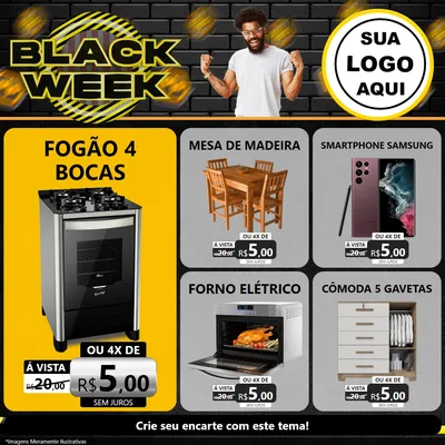 Modelo de Rede Social para Feed Facebook com o tema Black Week para Móveis e Eletro