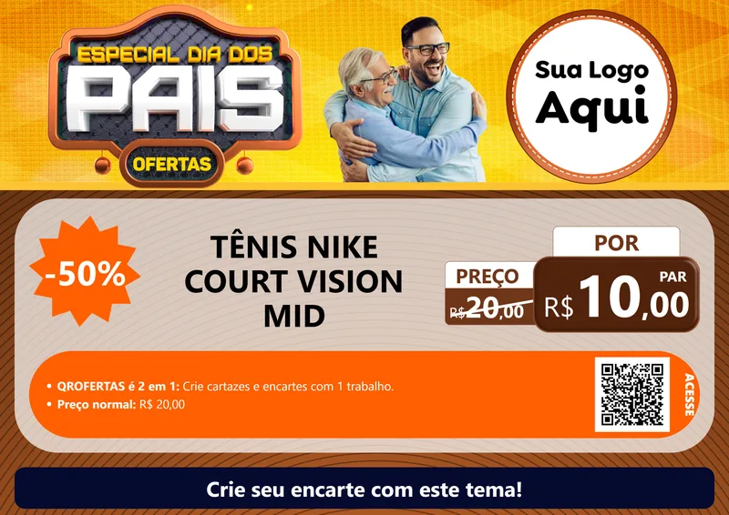 Modelo de Cartaz para Cartaz A4 Horizontal com o tema Especial Dia dos Pais para Calçados