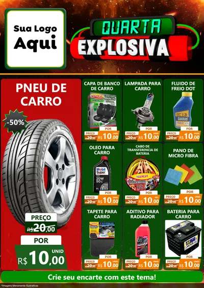Modelo de Encarte para Encarte A4 Vertical com o tema Quarta Explosiva para Auto peças