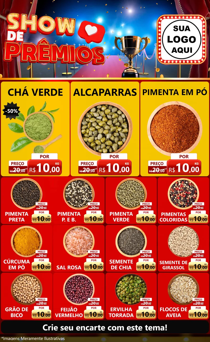 Modelo de Encarte para Encarte Grande com o tema Show de Prêmios para Produtos Naturais