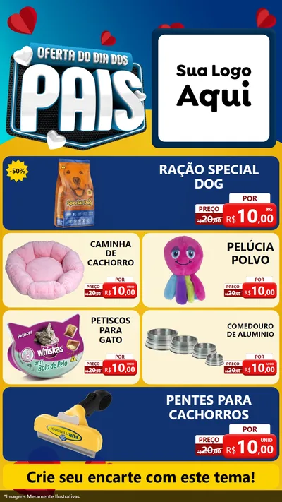 Modelo de TV para TV Vertical com o tema Oferta Do Dia Dos Pais para Pet Shop