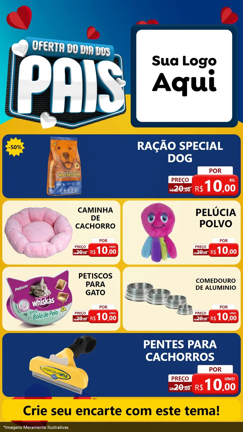 Modelo de TV para TV Vertical com o tema Oferta Do Dia Dos Pais para Pet Shop