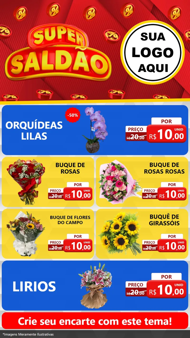 Modelo de TV para TV Vertical com o tema Super Saldão para Floricultura e jardim