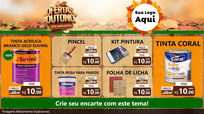 Modelo de TV para TV Horizontal com o tema Ofertas de Outono - Vem, Aproveite! para Tintas e Ferramentas