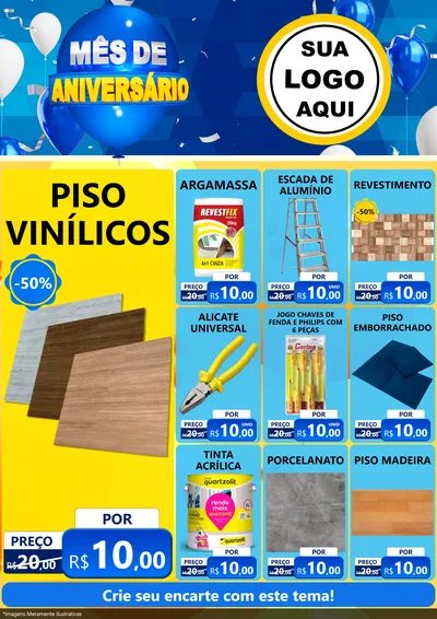 Modelo de Encarte para Encarte A4 Vertical com o tema Mês de Aniversário para Material para Construção