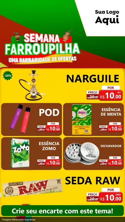 Modelo de TV para TV Vertical com o tema Semana Farroupilha - Uma Barbaridade de Ofertas para Tabacaria