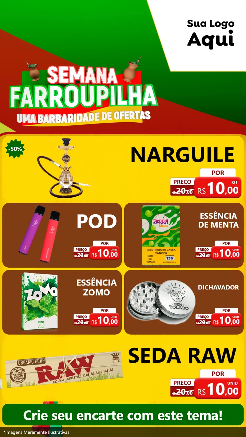 Modelo de TV para TV Vertical com o tema Semana Farroupilha - Uma Barbaridade de Ofertas para Tabacaria