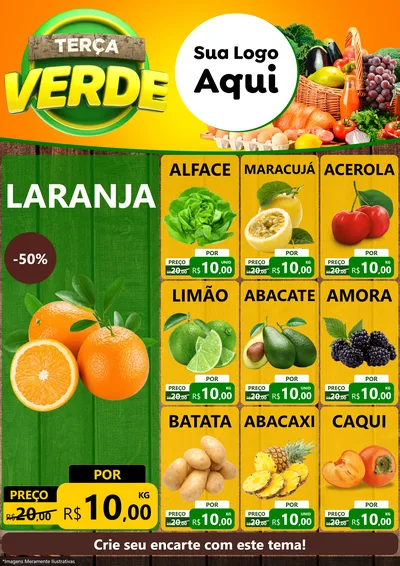 Modelo de Encarte para Encarte A4 Vertical com o tema Terça Verde para Hortifrúti