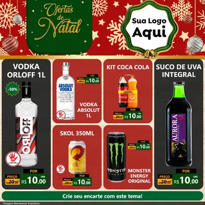 Modelo de Rede Social para Feed Facebook com o tema Natal de Ofertas para Distribuidora de bebidas