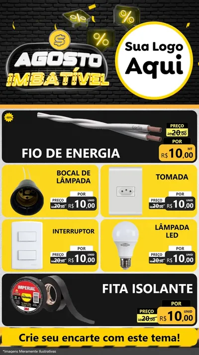 Modelo de TV para TV Vertical com o tema Agosto Imbatível para Materiais Elétricos