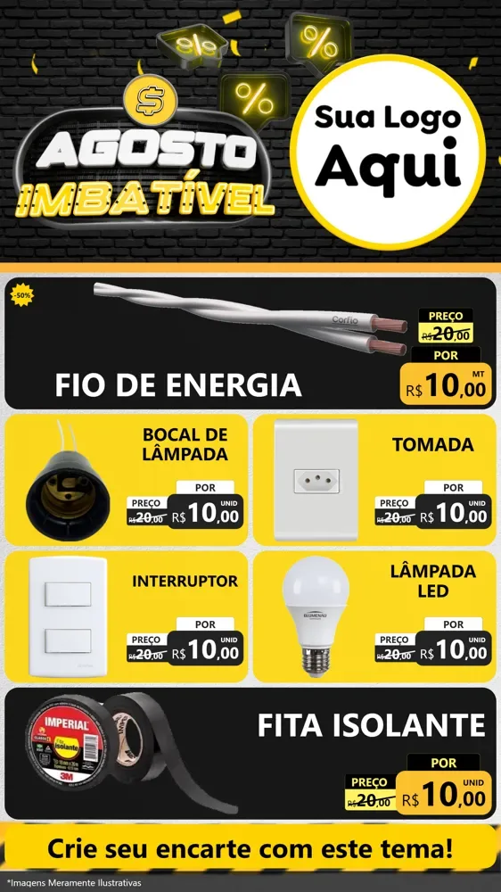 Modelo de TV para TV Vertical com o tema Agosto Imbatível para Materiais Elétricos