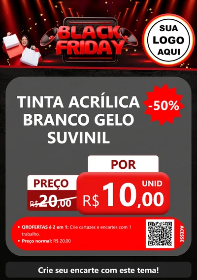 Modelo de Cartaz para Cartaz A4 Vertical com o tema Black Friday para Tintas e Ferramentas
